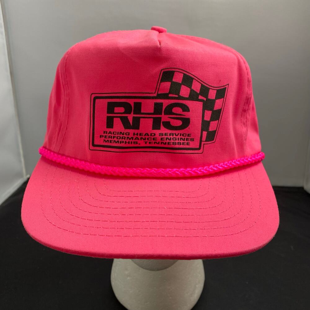 Vintage RHS Racing Head Service Rope Hat Memphis TN Performance Engines Pink